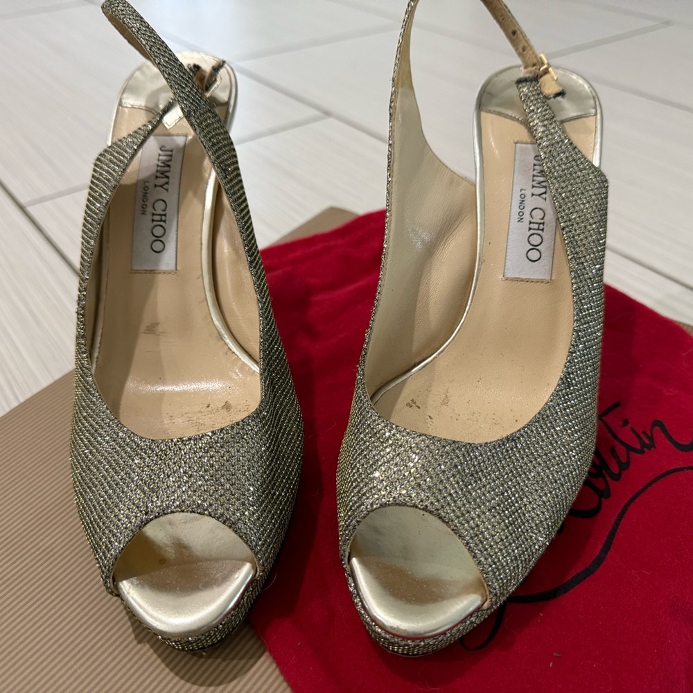 Jimmy Choo Glittering Gold Slingback Heels